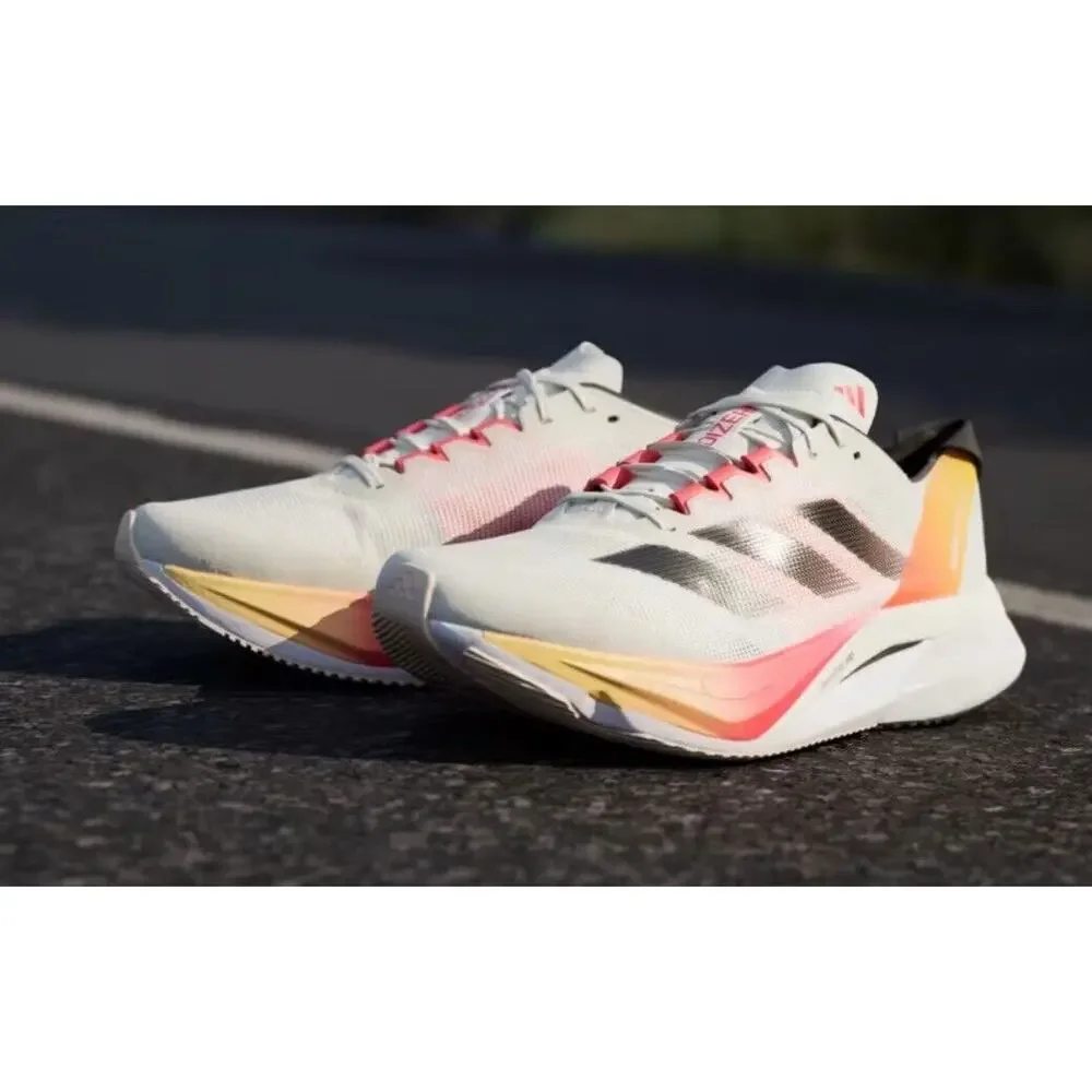 Adidas Adizero Boston Off White Black Solar Red Race Shoes IG3320 Mens 12 - Picture 4 of 10